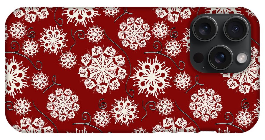 Snowflakes On Red - Phone Case