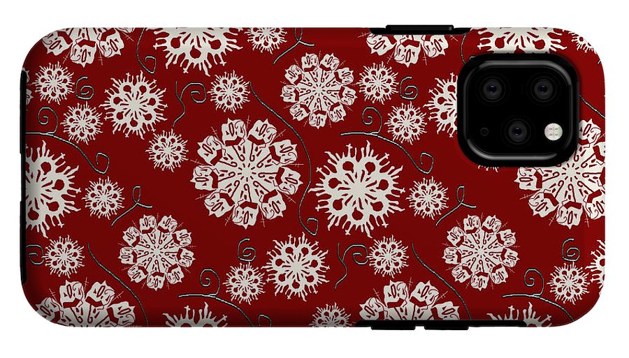 Snowflakes On Red - Phone Case