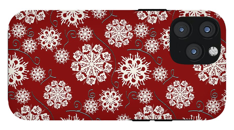 Snowflakes On Red - Phone Case