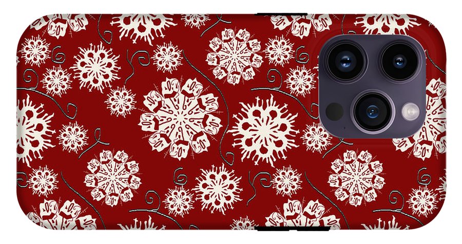 Snowflakes On Red - Phone Case