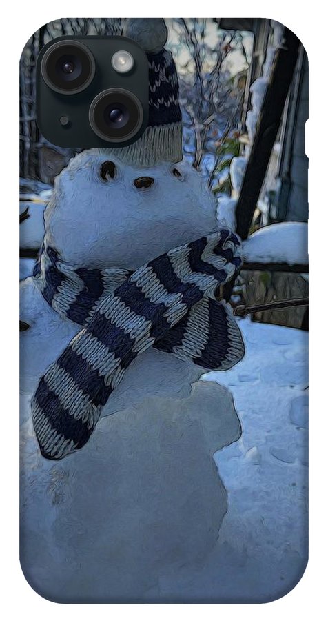 Snowman At My Table - Phone Case
