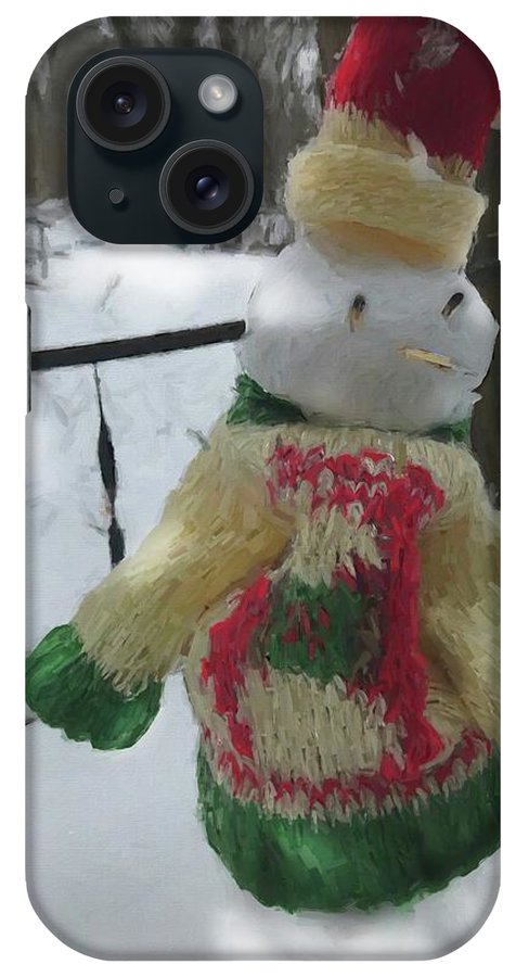 Snowman At My Table In A Sweater - Phone Case