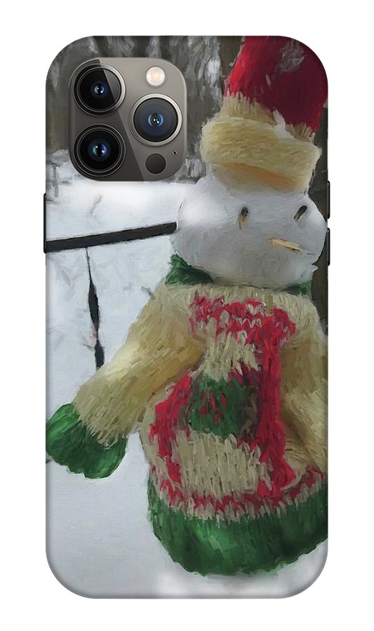 Snowman At My Table In A Sweater - Phone Case