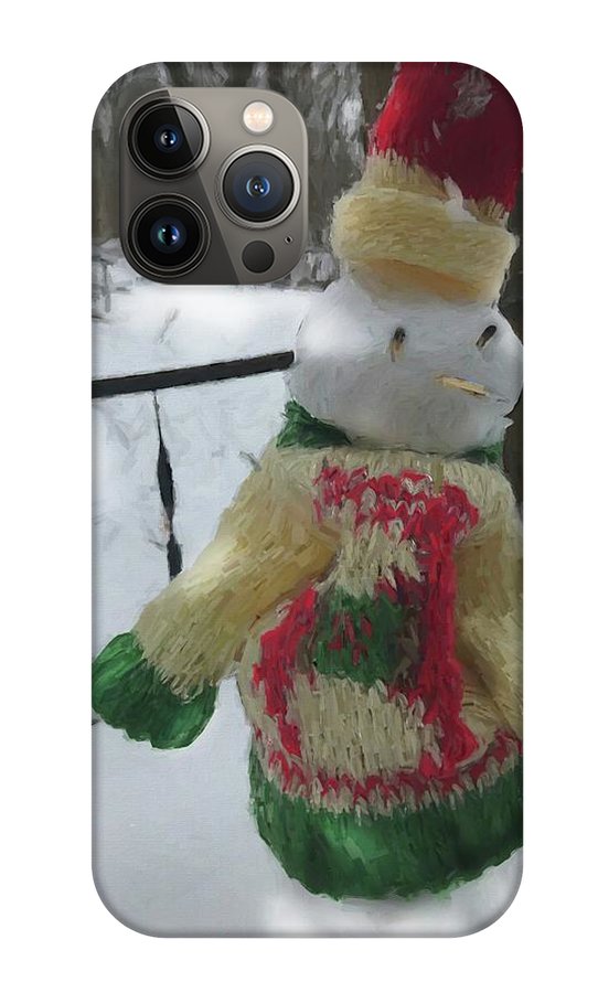 Snowman At My Table In A Sweater - Phone Case