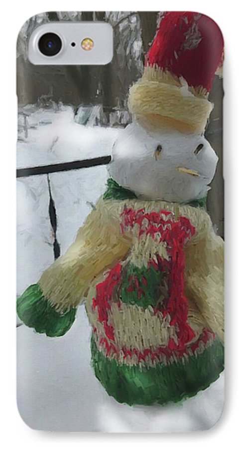 Snowman At My Table In A Sweater - Phone Case