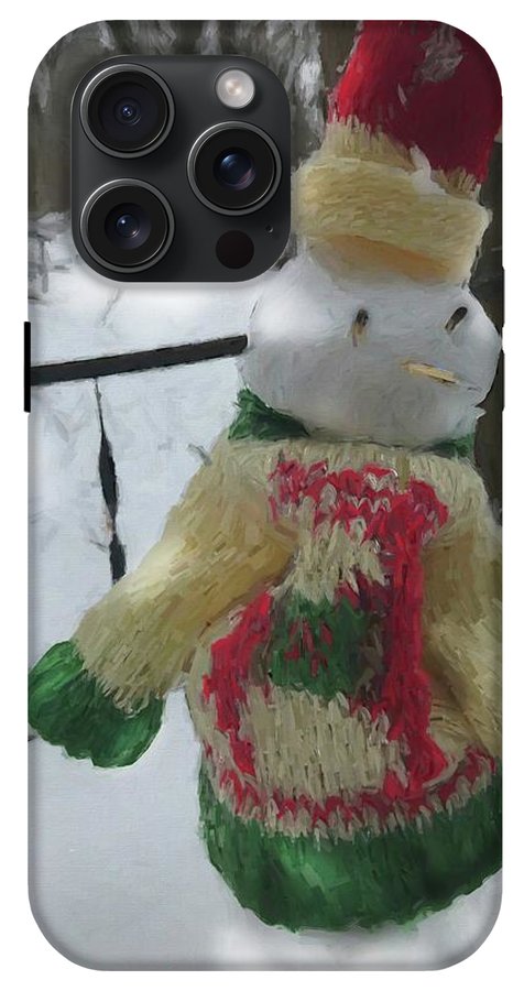 Snowman At My Table In A Sweater - Phone Case