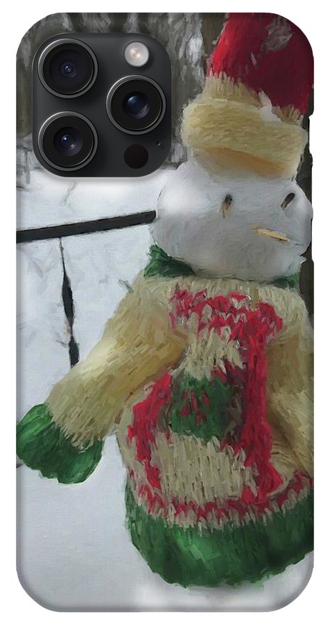 Snowman At My Table In A Sweater - Phone Case