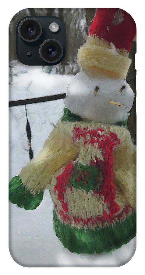 Snowman At My Table In A Sweater - Phone Case
