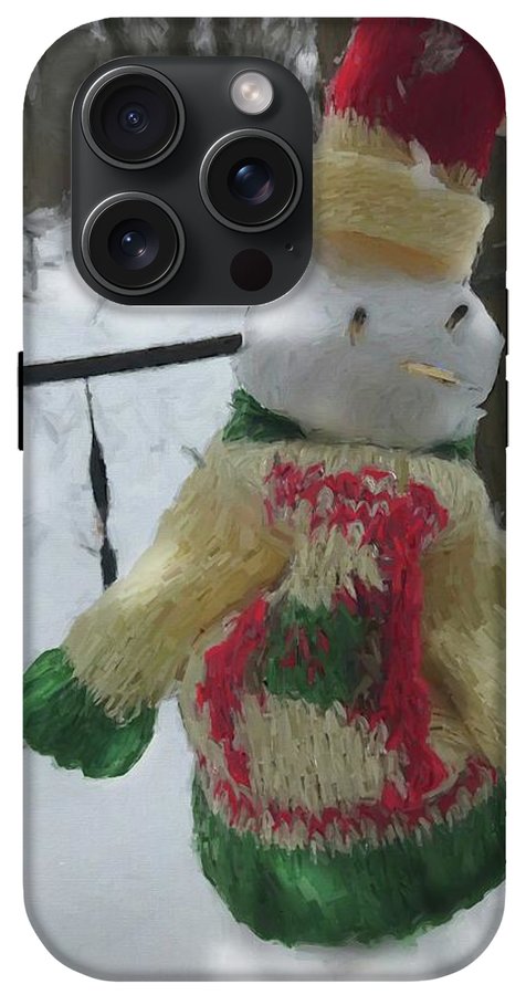 Snowman At My Table In A Sweater - Phone Case