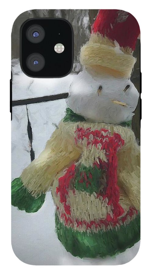 Snowman At My Table In A Sweater - Phone Case