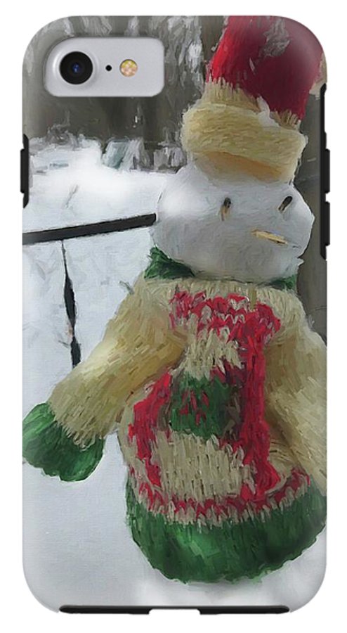 Snowman At My Table In A Sweater - Phone Case