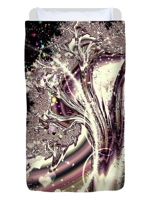Sometimes I can See Your Soul Liquid Silver Fractal - Duvet Cover