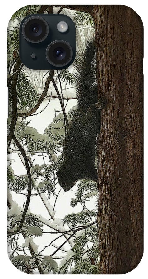 Squirrel on a Snowy Tree - Phone Case