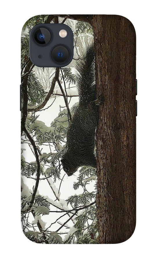 Squirrel on a Snowy Tree - Phone Case