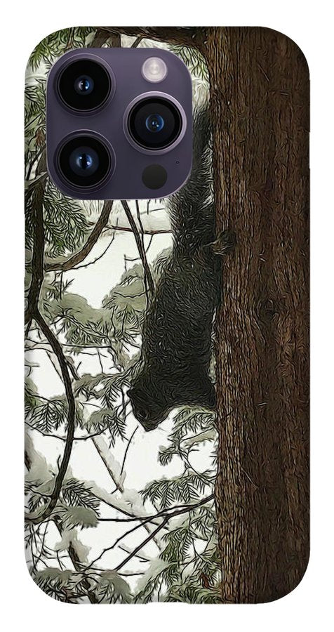 Squirrel on a Snowy Tree - Phone Case