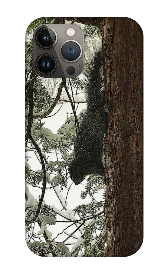 Squirrel on a Snowy Tree - Phone Case