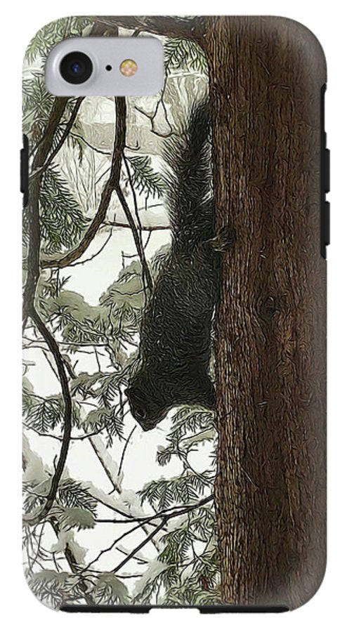 Squirrel on a Snowy Tree - Phone Case