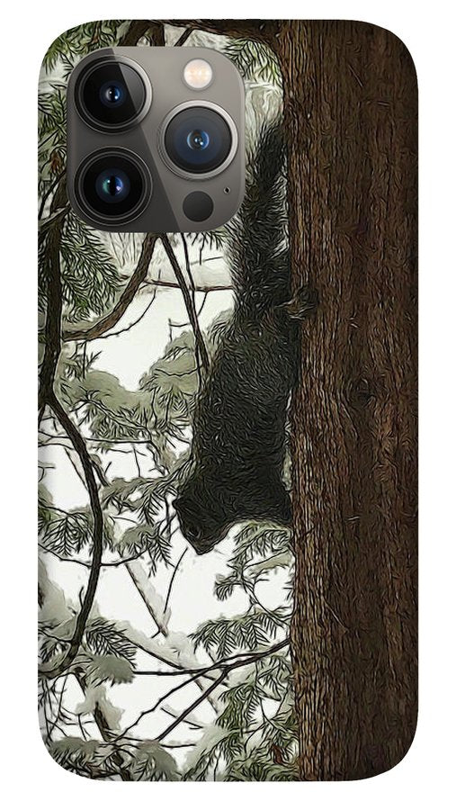Squirrel on a Snowy Tree - Phone Case