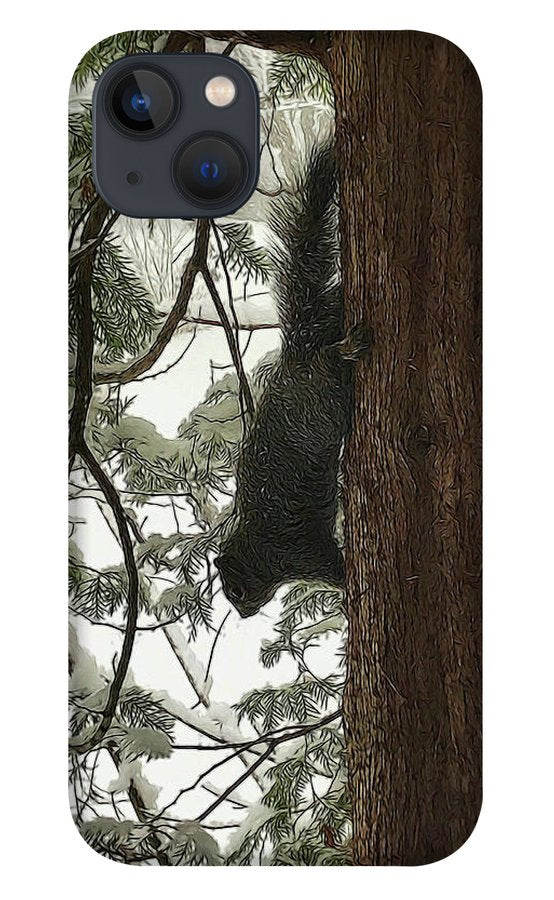 Squirrel on a Snowy Tree - Phone Case