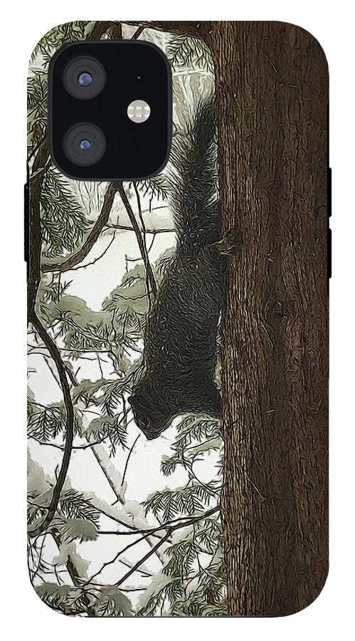 Squirrel on a Snowy Tree - Phone Case