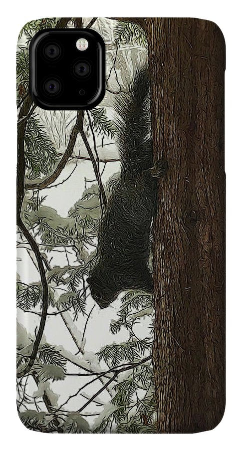 Squirrel on a Snowy Tree - Phone Case