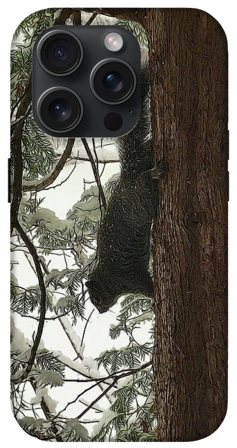 Squirrel on a Snowy Tree - Phone Case