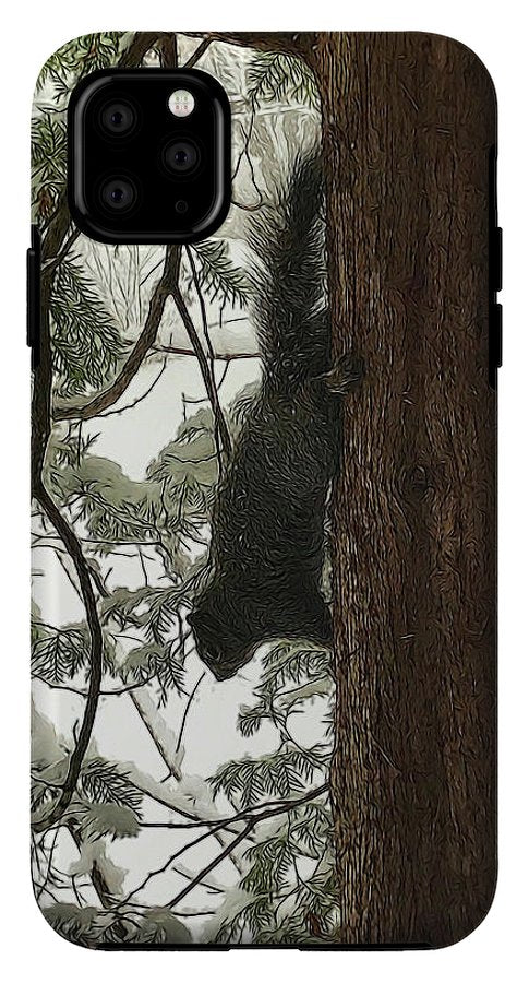 Squirrel on a Snowy Tree - Phone Case