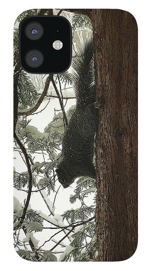 Squirrel on a Snowy Tree - Phone Case