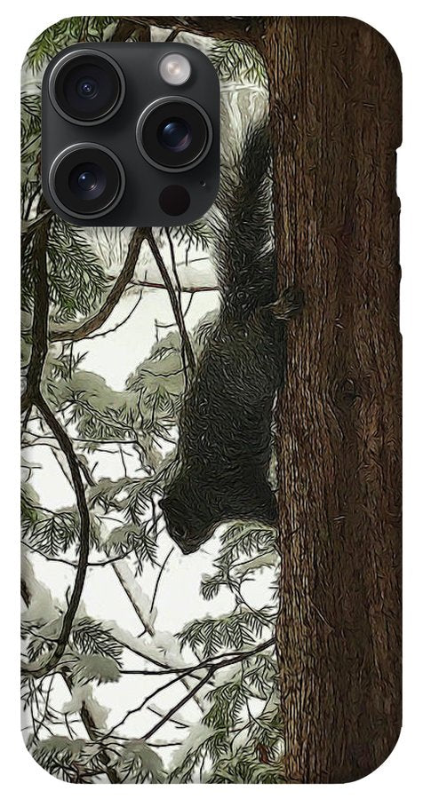 Squirrel on a Snowy Tree - Phone Case