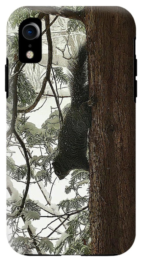 Squirrel on a Snowy Tree - Phone Case