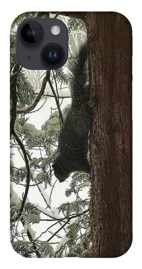 Squirrel on a Snowy Tree - Phone Case