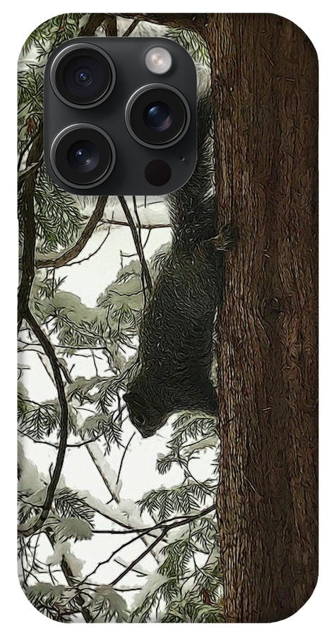 Squirrel on a Snowy Tree - Phone Case