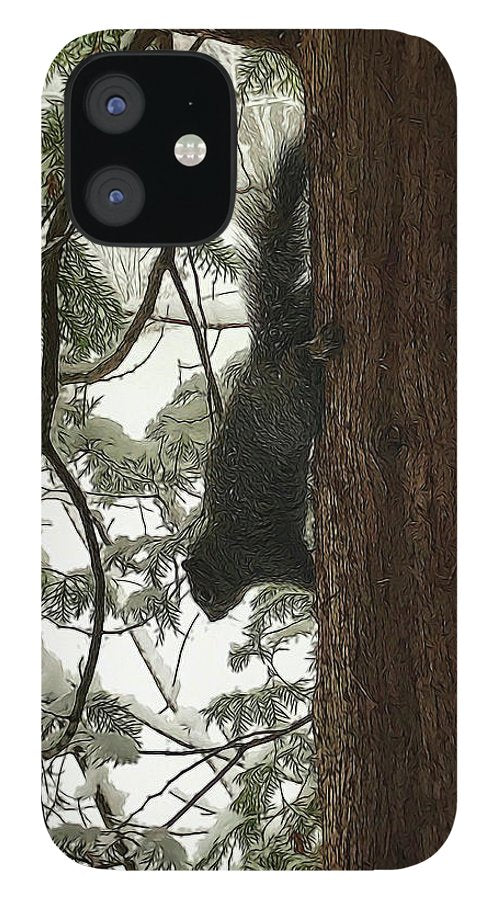 Squirrel on a Snowy Tree - Phone Case