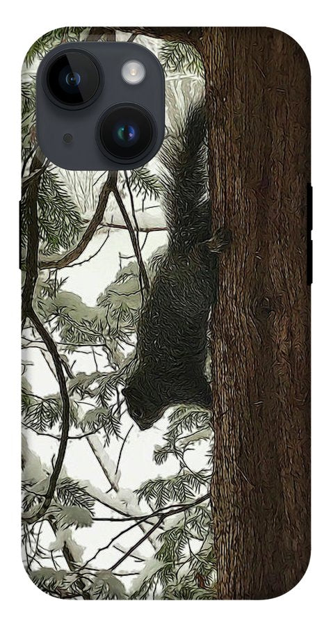 Squirrel on a Snowy Tree - Phone Case