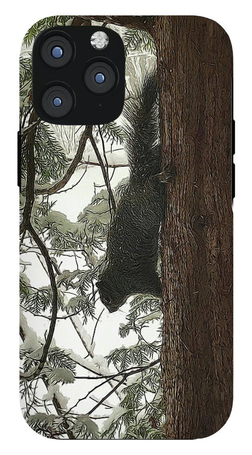 Squirrel on a Snowy Tree - Phone Case