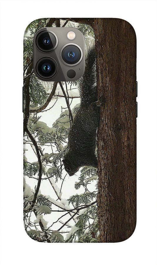 Squirrel on a Snowy Tree - Phone Case
