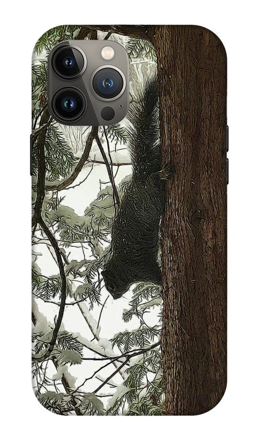 Squirrel on a Snowy Tree - Phone Case
