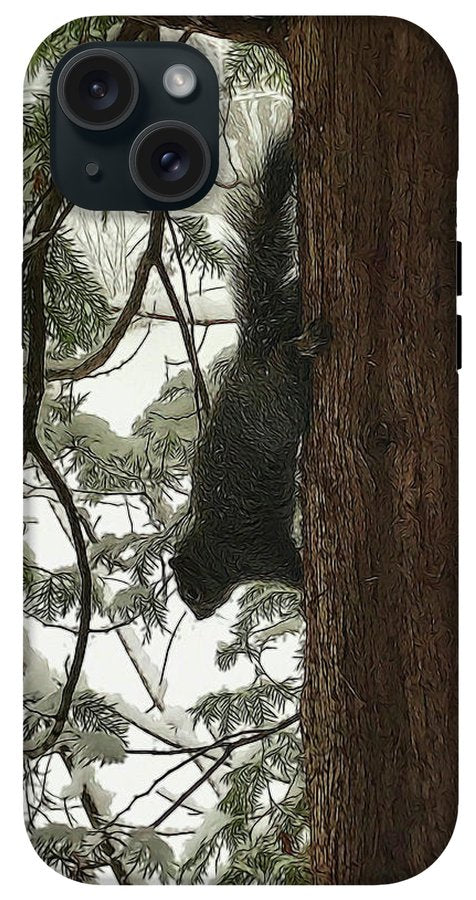 Squirrel on a Snowy Tree - Phone Case