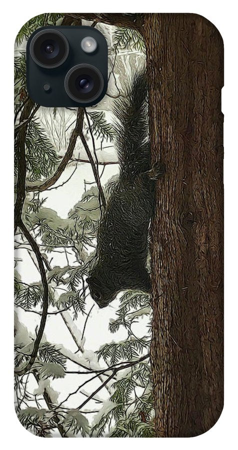 Squirrel on a Snowy Tree - Phone Case