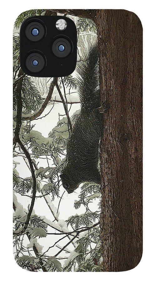 Squirrel on a Snowy Tree - Phone Case