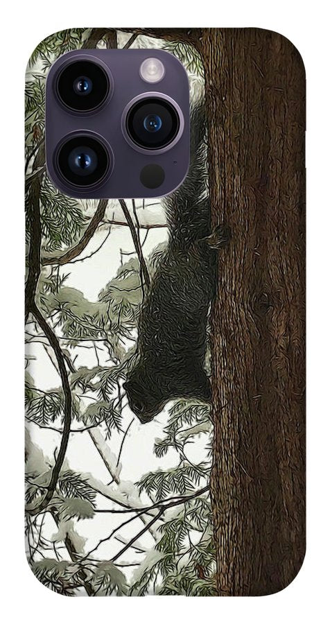 Squirrel on a Snowy Tree - Phone Case