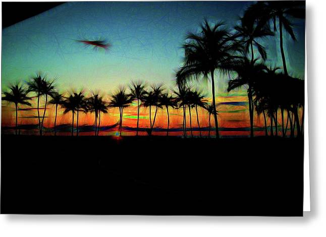 Sunset From The Car - Greeting Card