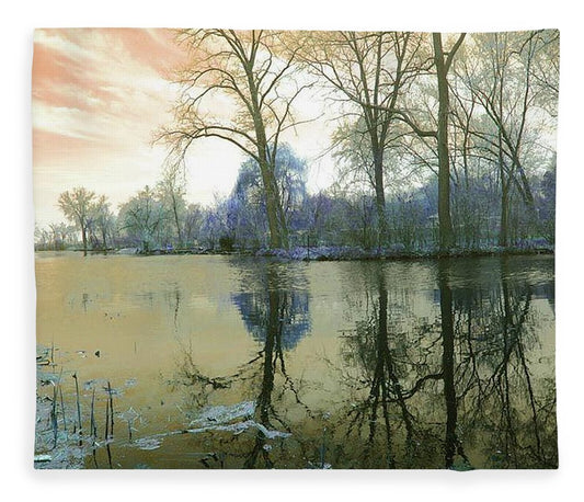 Sunset On Lake in Yellow - Blanket
