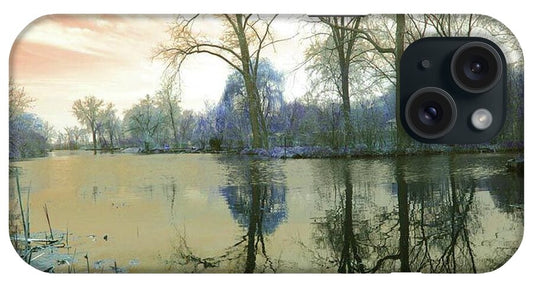 Sunset On Lake in Yellow - Phone Case