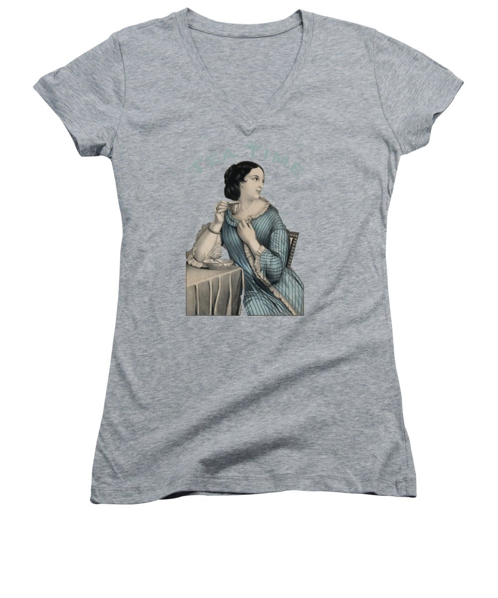Tea Time Vintage Woman - Women's V-Neck