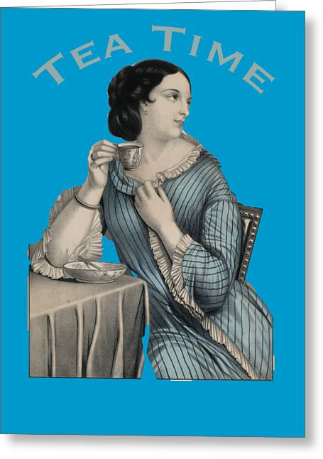 Tea Time Vintage Woman - Greeting Card