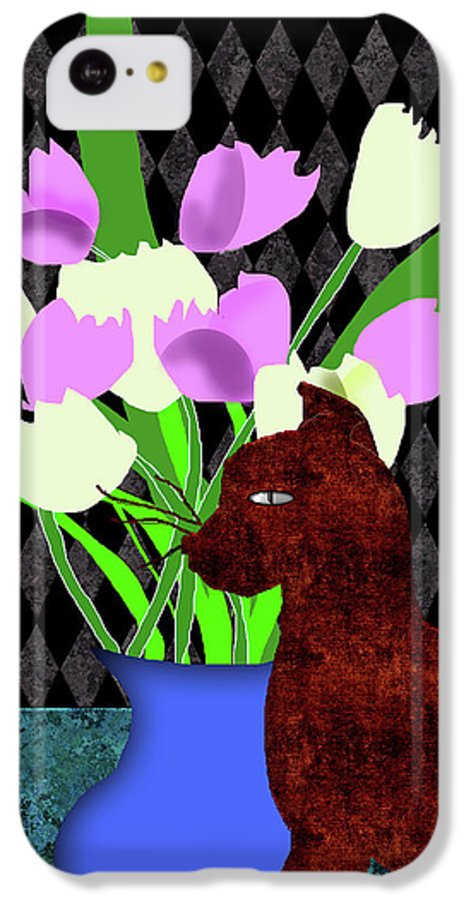 The Cat and The Tulips - Phone Case