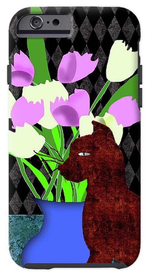 The Cat and The Tulips - Phone Case