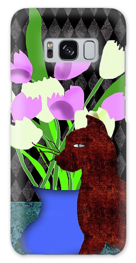 The Cat and The Tulips - Phone Case