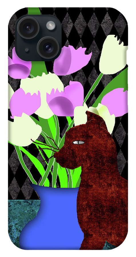 The Cat and The Tulips - Phone Case
